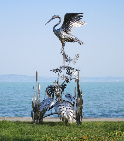 XL Kranich Skulptur Garten