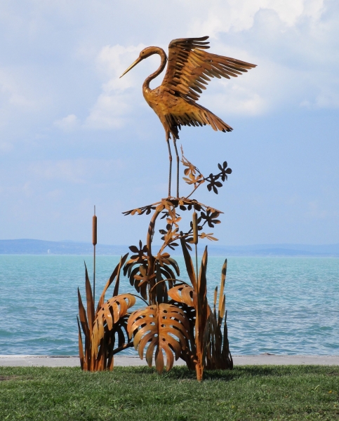 XL Kranich Garten Skulptur rostig