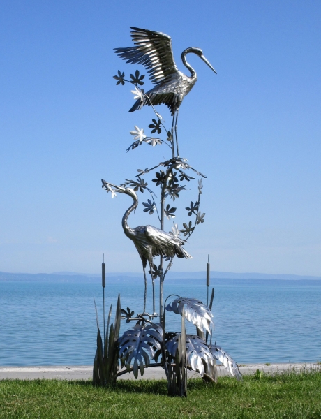 Reiher Paar auf Baum Garten Skulptur