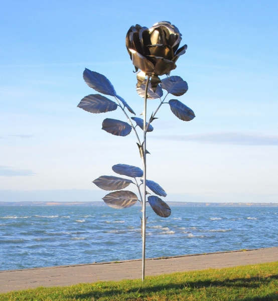 Huge rose garden artwork stainless steel