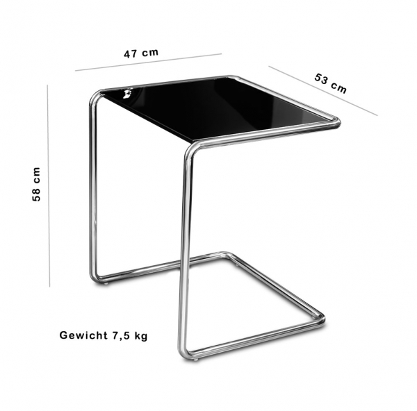 Large coffee side table with black tempered glas on top.