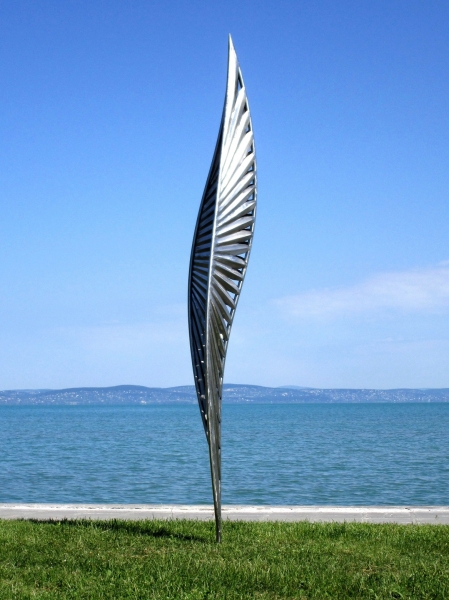 long and narrow steel sculpture