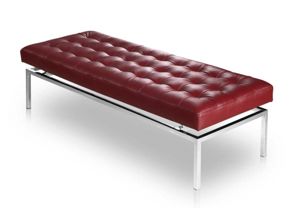 Leather bench bordeaux red